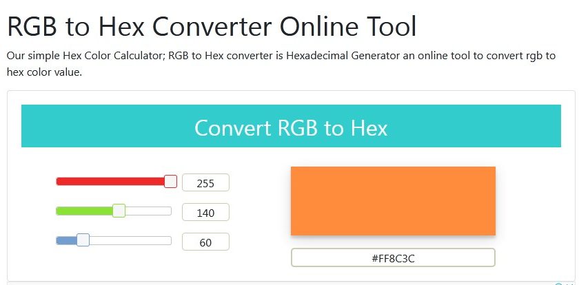 An Online too to Convert RGB to HEX