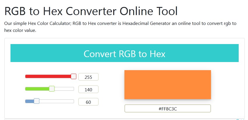 An Online too to Convert RGB to HEX